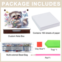 Load image into Gallery viewer, Wood Raccoon Flower Diamond Painting Memo Pad Holder Mosaic Kit for Home Office
