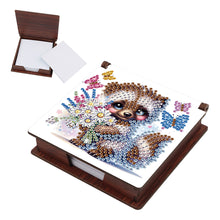 Load image into Gallery viewer, Wood Raccoon Flower Diamond Painting Memo Pad Holder Mosaic Kit for Home Office
