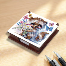 Load image into Gallery viewer, Wood Raccoon Flower Diamond Painting Memo Pad Holder Mosaic Kit for Home Office
