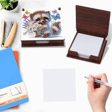 Load image into Gallery viewer, Wood Raccoon Flower Diamond Painting Memo Pad Holder Mosaic Kit for Home Office
