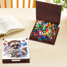 Load image into Gallery viewer, Wood Raccoon Flower Diamond Painting Memo Pad Holder Mosaic Kit for Home Office
