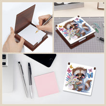 Load image into Gallery viewer, Wood Raccoon Flower Diamond Painting Memo Pad Holder Mosaic Kit for Home Office
