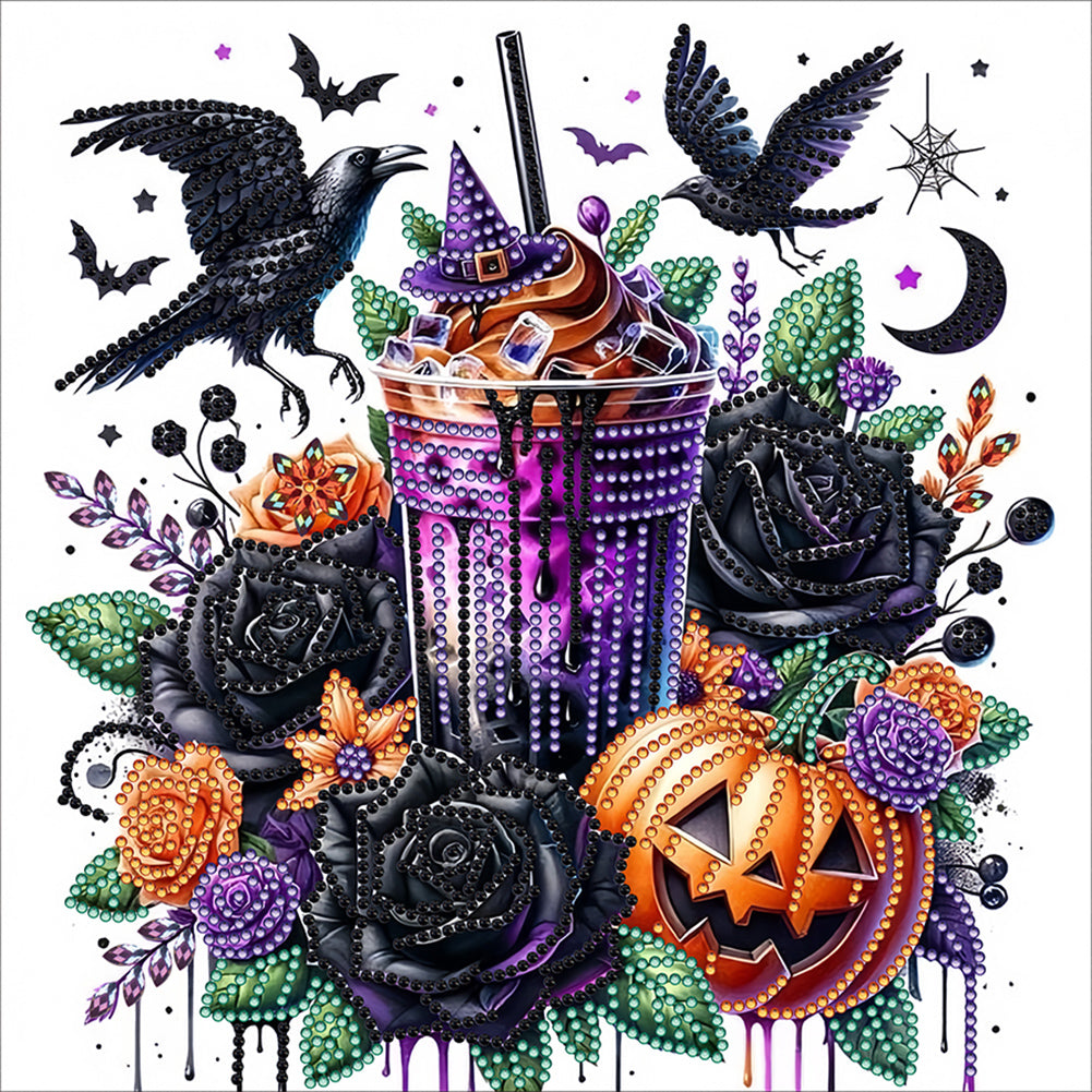Diamond Painting - Partial Special Shaped - Crow Pumpkin (30*30CM)
