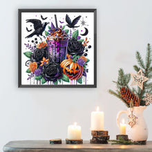 Load image into Gallery viewer, Diamond Painting - Partial Special Shaped - Crow Pumpkin (30*30CM)
