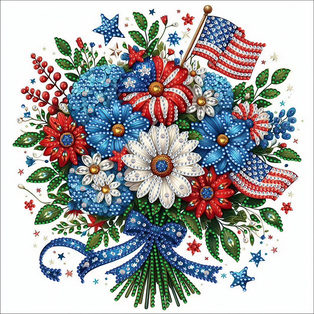 Diamond Painting - Partial Special Shaped - Independence Day Bouquet (30*30CM)