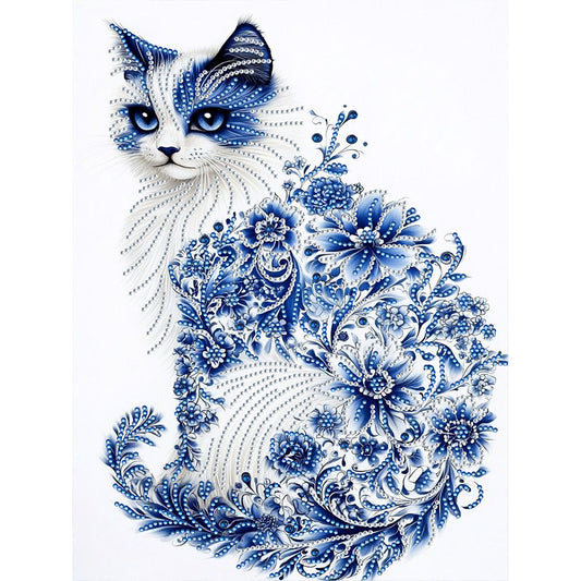 Diamond Painting - Full Round - Celadon Flower Style Kitten (30*40CM)