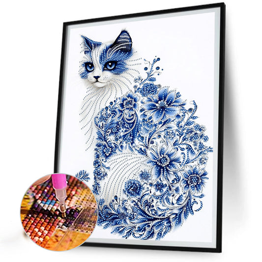 Diamond Painting - Full Round - Celadon Flower Style Kitten (30*40CM)