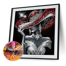 Load image into Gallery viewer, Diamond Painting - Partial Special Shaped - Elegant Top Hat Lady (30*30CM)
