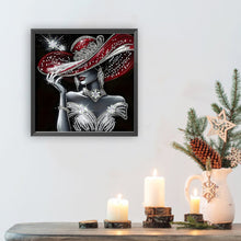 Load image into Gallery viewer, Diamond Painting - Partial Special Shaped - Elegant Top Hat Lady (30*30CM)
