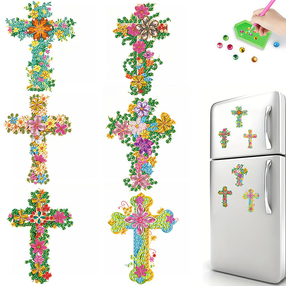 6Pcs Diamond Painting Refrigerator Magnets Diamond Art Kits for Adults Beginners