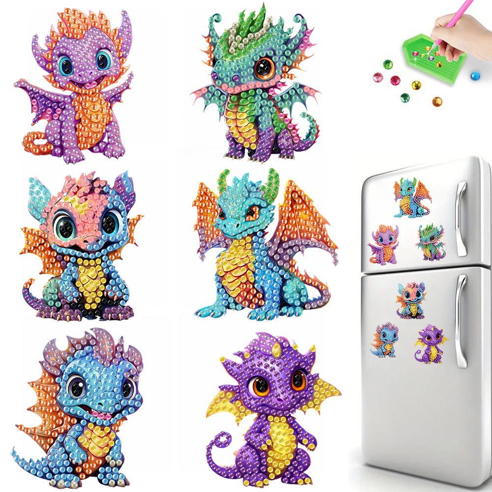 6Pcs Diamond Painting Refrigerator Magnets Diamond Art Kits for Adults Beginners