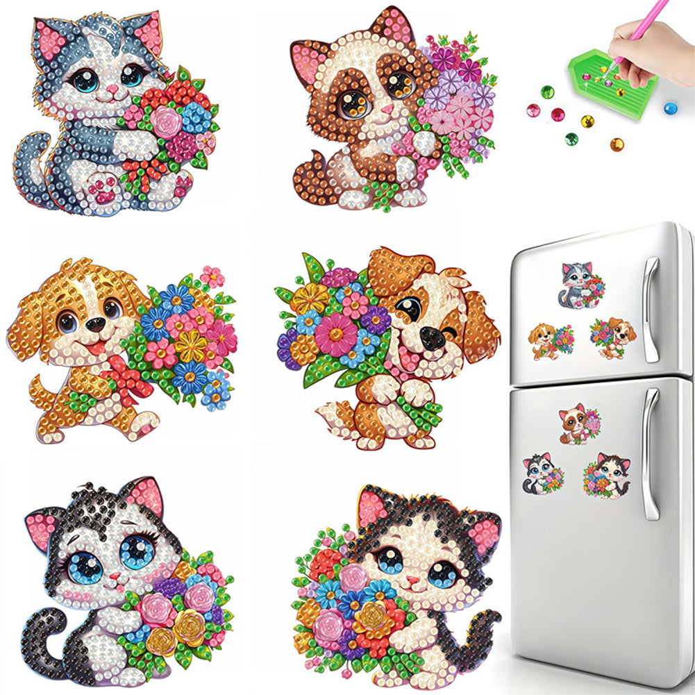 6Pcs Diamond Painting Refrigerator Magnets Diamond Art Kits for Adults Beginners