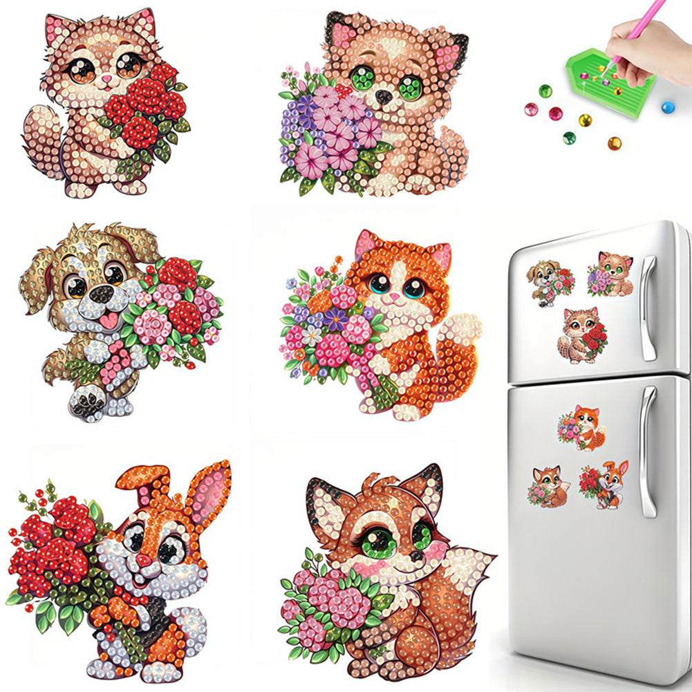 6Pcs Diamond Painting Refrigerator Magnets Diamond Art Kits for Adults Beginners