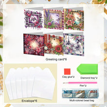 Load image into Gallery viewer, 6pcs Diamond Painting Greeting Cards Diamond Art Cards for Adults (Flower Scene)
