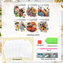 Load image into Gallery viewer, 6pcs Diamond Painting Greeting Cards Diamond Art Cards for Adults (Bee Flower)
