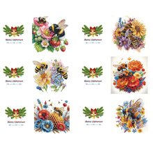 Load image into Gallery viewer, 6pcs Diamond Painting Greeting Cards Diamond Art Cards for Adults (Bee Flower)
