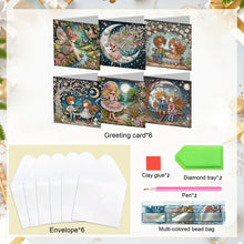 Load image into Gallery viewer, 6pcs Diamond Painting Greeting Cards DIY Diamond Art Cards (Cartoon Girl)
