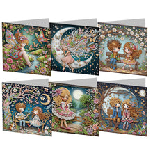 Load image into Gallery viewer, 6pcs Diamond Painting Greeting Cards DIY Diamond Art Cards (Cartoon Girl)
