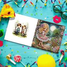 Load image into Gallery viewer, 6pcs Diamond Painting Greeting Cards DIY Diamond Art Cards (Cartoon Girl)
