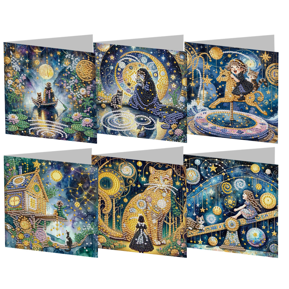 6pcs Diamond Painting Greeting Cards DIY Diamond Art Cards for Adults (Dream)