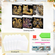 Load image into Gallery viewer, 6pcs Diamond Painting Greeting Cards DIY Diamond Art Cards for Adults (Cat)
