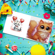 Load image into Gallery viewer, 6pcs Diamond Painting Greeting Cards DIY Diamond Art Cards for Adults (Kitten)
