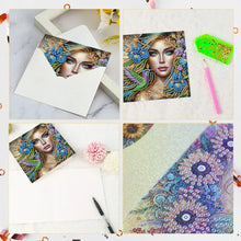 Load image into Gallery viewer, 6pcs Diamond Painting Greeting Cards Diamond Art Cards for Adults (Flower Girl)
