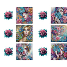 Load image into Gallery viewer, 6pcs Diamond Painting Greeting Cards Diamond Art Cards for Adults (Flower Girl)
