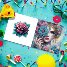 Load image into Gallery viewer, 6pcs Diamond Painting Greeting Cards Diamond Art Cards for Adults (Flower Girl)
