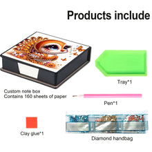 Load image into Gallery viewer, Leather Animals Diamond Painting Notecard Box Flowers Gem Art Sticky Note Holder
