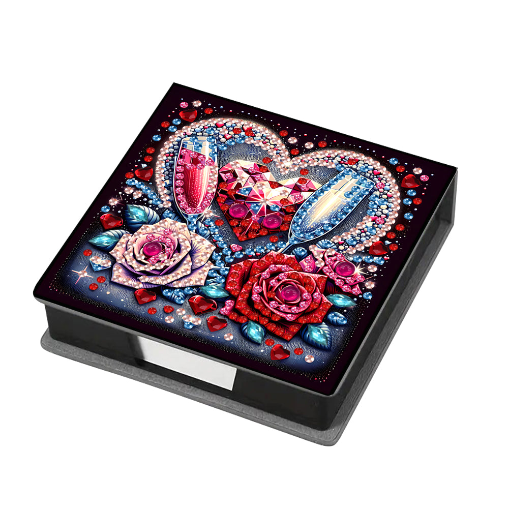 Leather Animals Diamond Painting Notecard Box Flowers Gem Art Sticky Note Holder