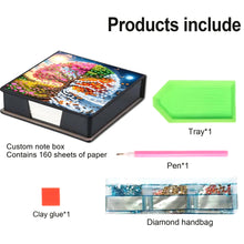Load image into Gallery viewer, Leather Animals Diamond Painting Notecard Box Flowers Gem Art Sticky Note Holder
