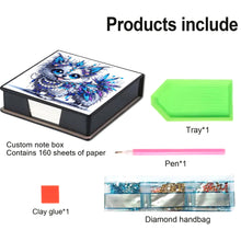 Load image into Gallery viewer, Leather Animals Diamond Painting Notecard Box Flowers Gem Art Sticky Note Holder
