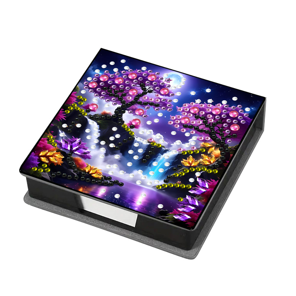 Leather Animals Diamond Painting Notecard Box Flowers Gem Art Sticky Note Holder