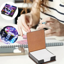 Load image into Gallery viewer, Leather Animals Diamond Painting Notecard Box Flowers Gem Art Sticky Note Holder
