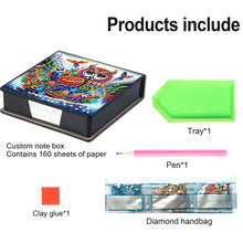 Load image into Gallery viewer, Leather Animals Diamond Painting Notecard Box Flowers Gem Art Sticky Note Holder
