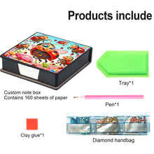 Load image into Gallery viewer, Leather Animals Diamond Painting Notecard Box Flowers Gem Art Sticky Note Holder
