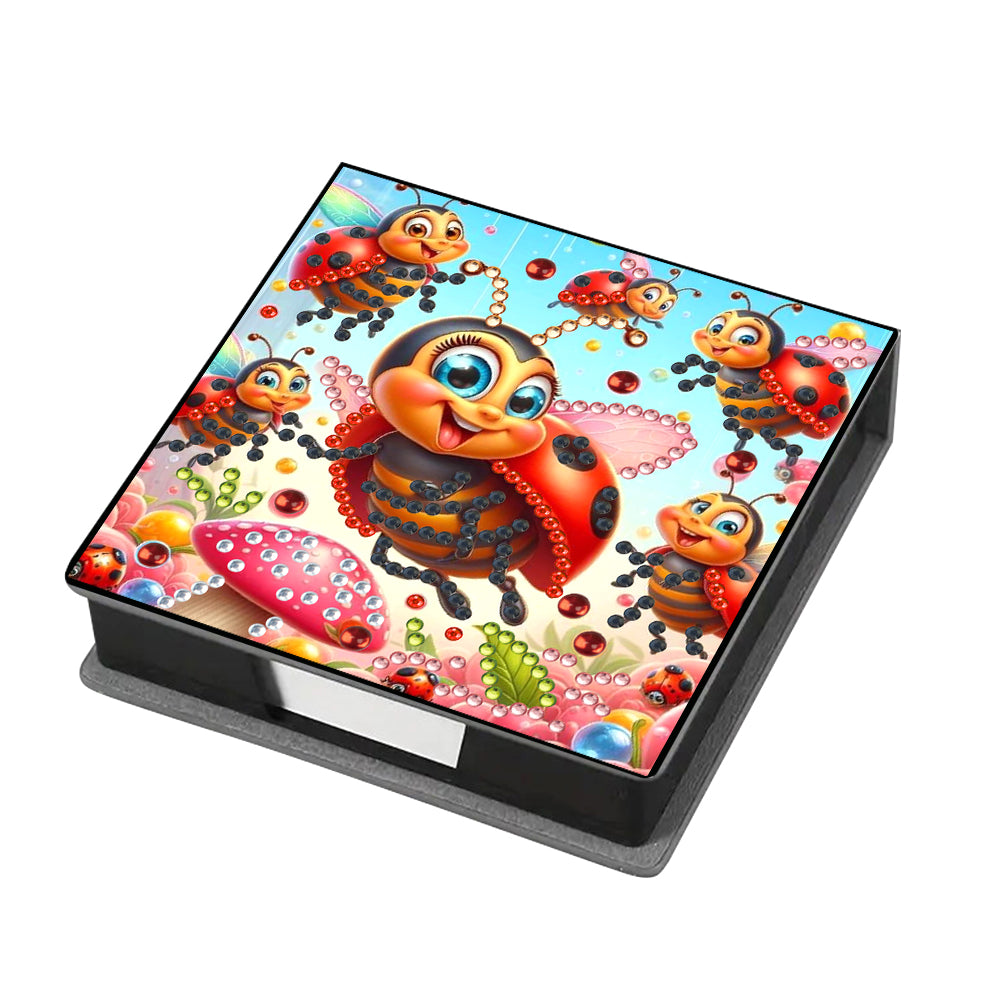 Leather Animals Diamond Painting Notecard Box Flowers Gem Art Sticky Note Holder