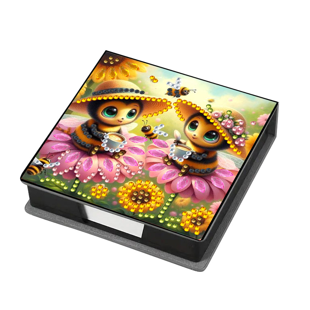 Leather Animals Diamond Painting Notecard Box Flowers Gem Art Sticky Note Holder
