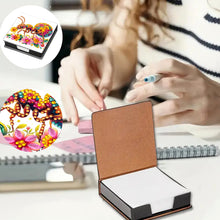 Load image into Gallery viewer, Leather Animals Diamond Painting Notecard Box Flowers Gem Art Sticky Note Holder
