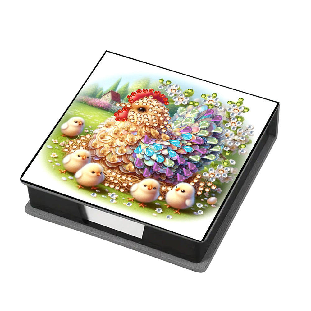 Leather Animals Diamond Painting Notecard Box Flowers Gem Art Sticky Note Holder