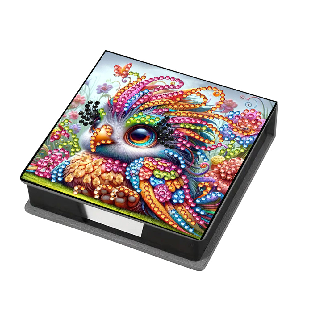Leather Animals Diamond Painting Notecard Box Flowers Gem Art Sticky Note Holder
