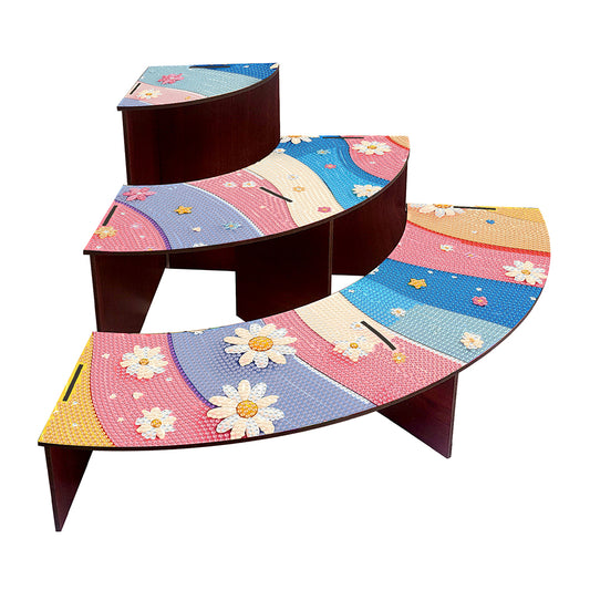 3 Tier Wood Rainbow Daisy DIY Diamond Painting Storage Holder for Home Office