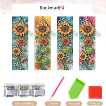 Load image into Gallery viewer, 4 Pcs Diamond Painting Bookmarks DIY Diamond Art Bookmarks Kits (Sunflower)
