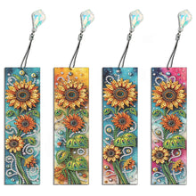 Load image into Gallery viewer, 4 Pcs Diamond Painting Bookmarks DIY Diamond Art Bookmarks Kits (Sunflower)
