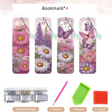 Load image into Gallery viewer, 4 Pcs Diamond Painting Bookmarks DIY Diamond Art Bookmarks Kits (Flower)
