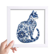 Load image into Gallery viewer, Diamond Painting - Partial Special Shaped - Blue Cat (18*18CM)
