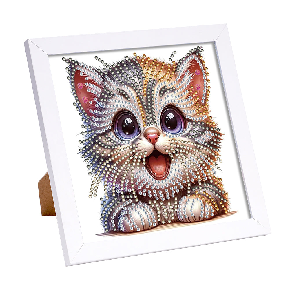 Diamond Painting - Partial Special Shaped - Happy Cat (18*18CM)