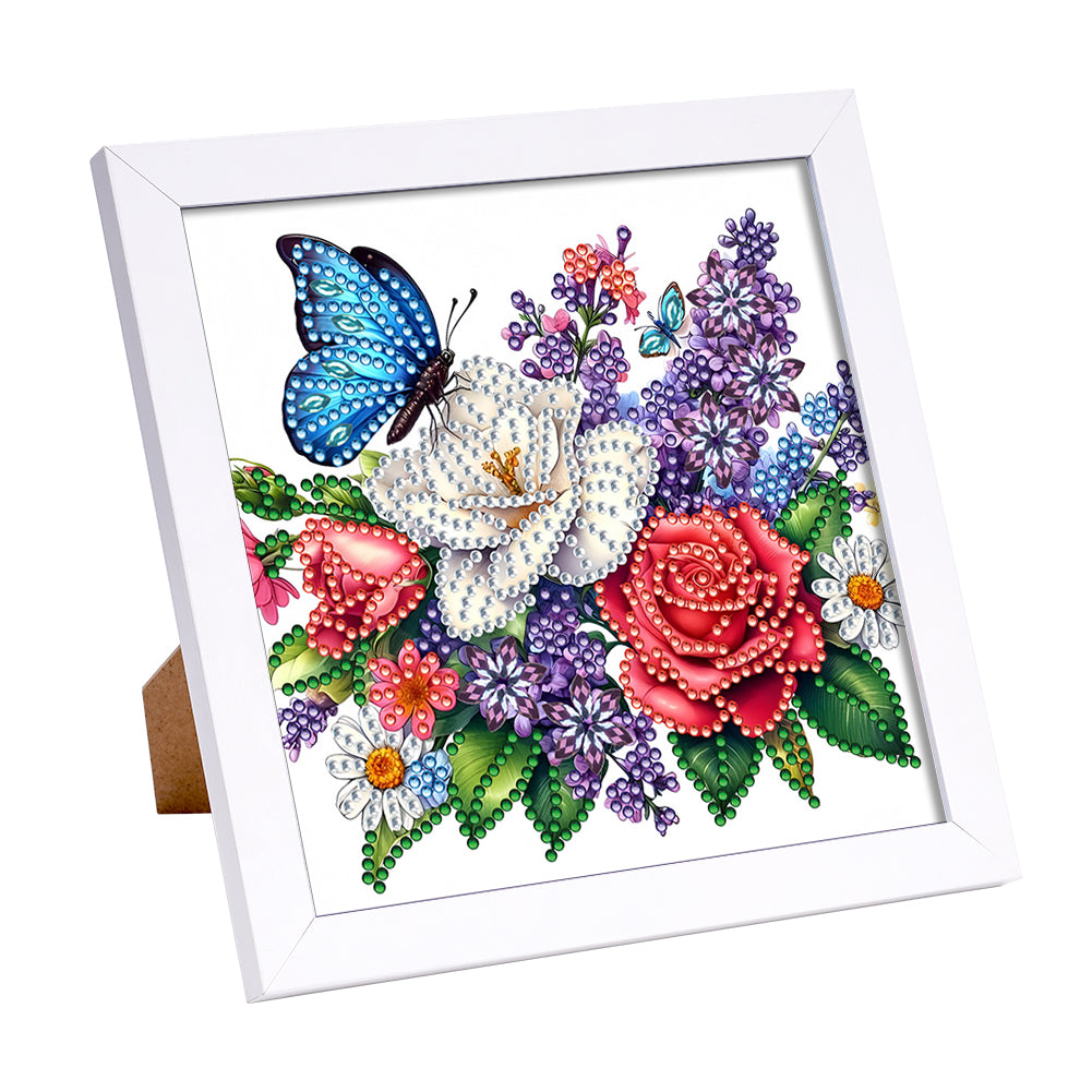 Diamond Painting - Partial Special Shaped - Butterfly Flower (18*18CM)