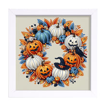 Load image into Gallery viewer, Diamond Painting - Partial Special Shaped - Halloween Pumpkin Wreath (18*18CM)

